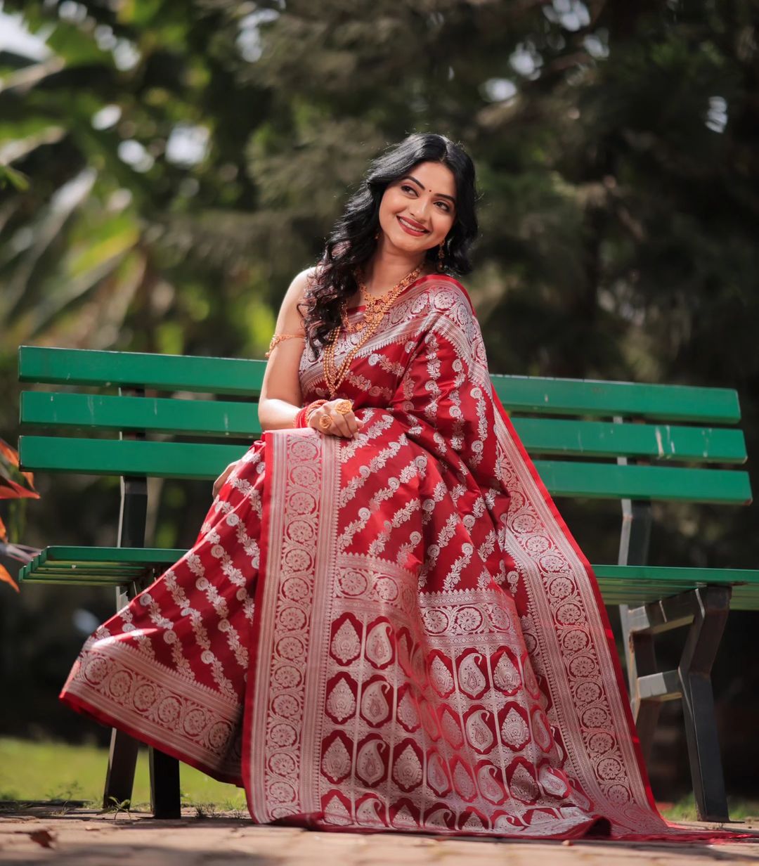 Exotic Jaquard Red Color Silk Saree