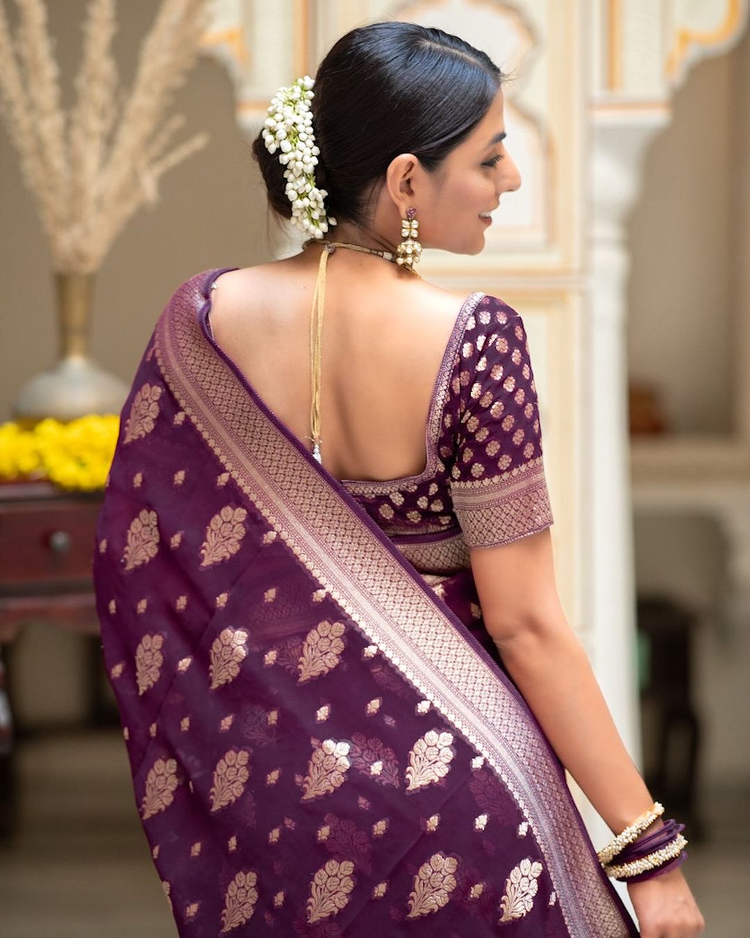 Alluring Wine Color Soft Cotton Silk Saree