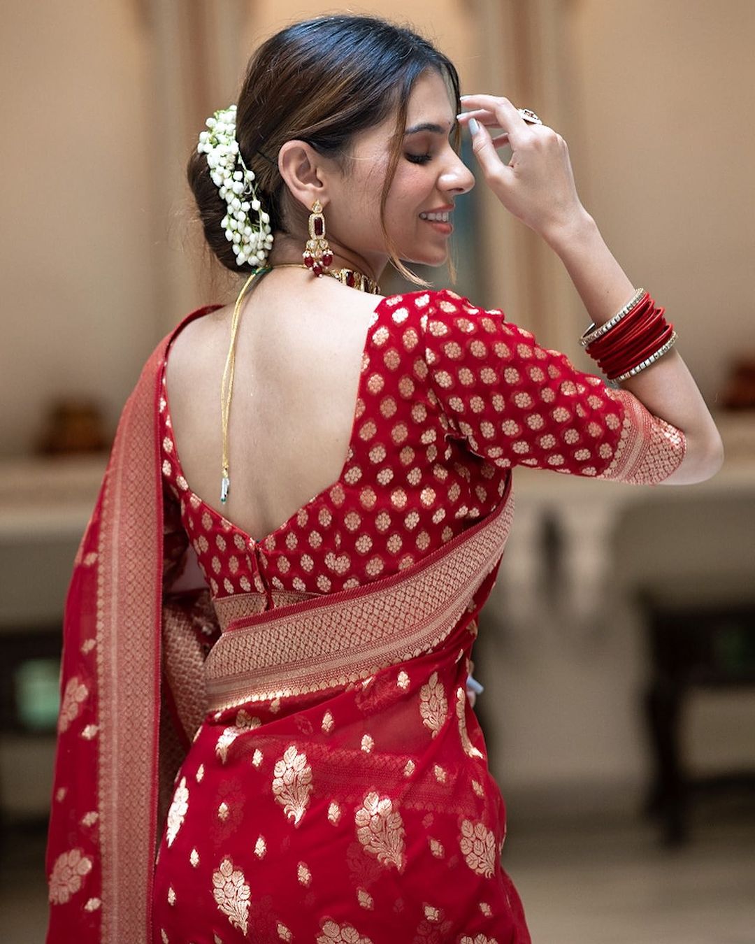 Alluring Red Color Soft Cotton Silk Saree