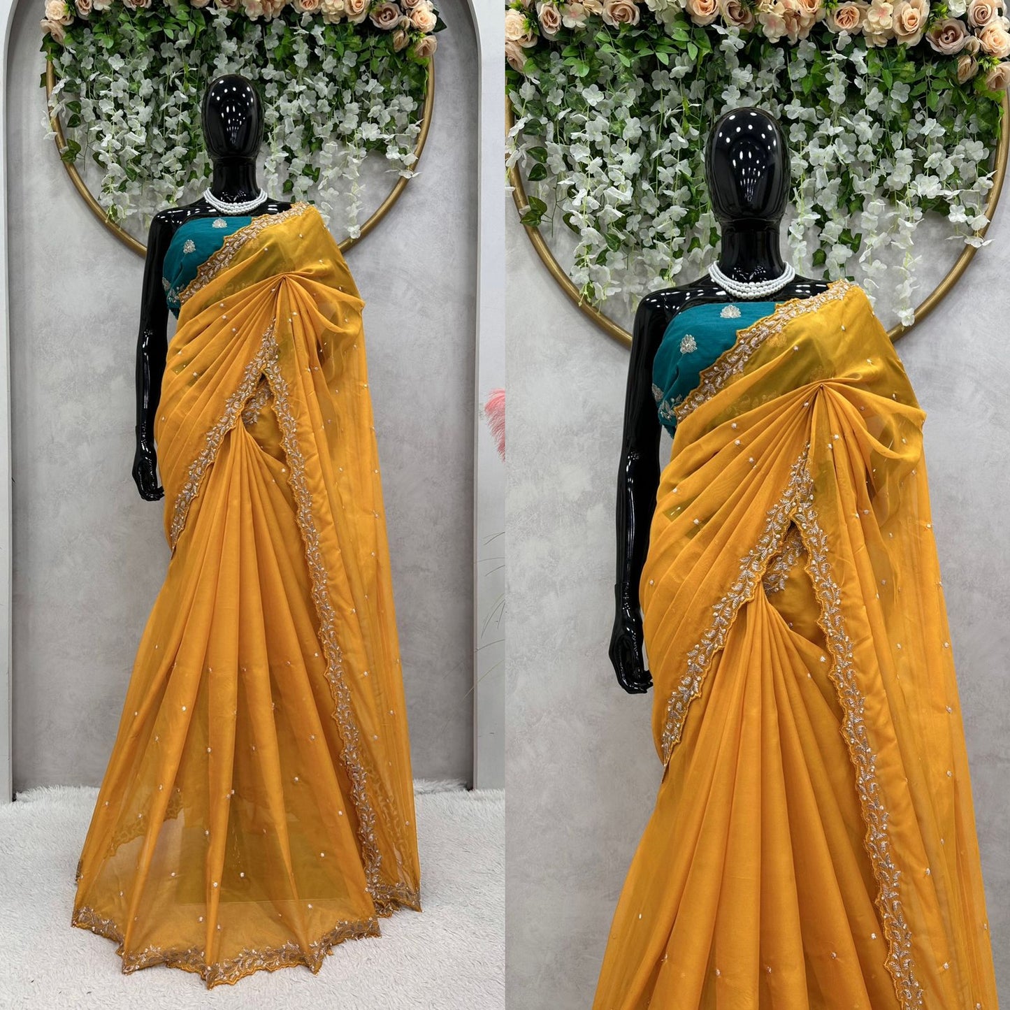 Outstanding Yellow Color Tibby Silk Saree