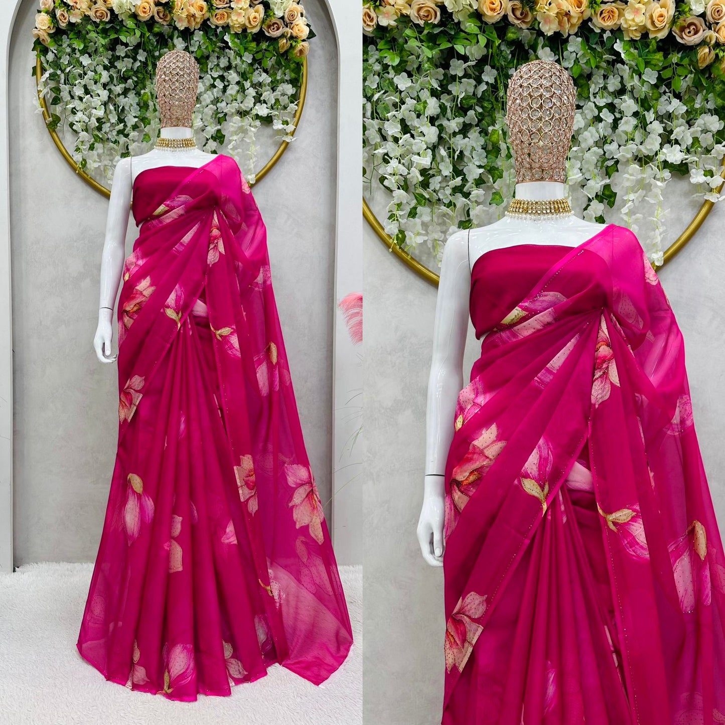 Outstanding Tibby Silk Pink Color Saree