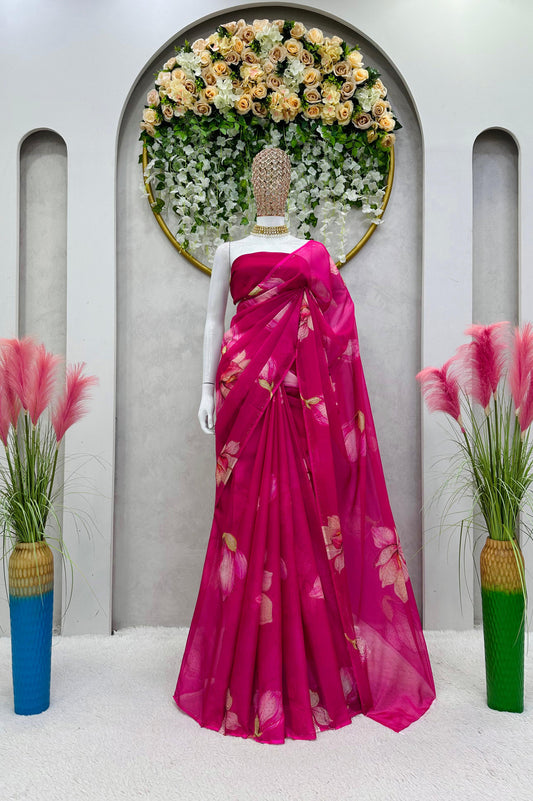 Outstanding Tibby Silk Pink Color Saree