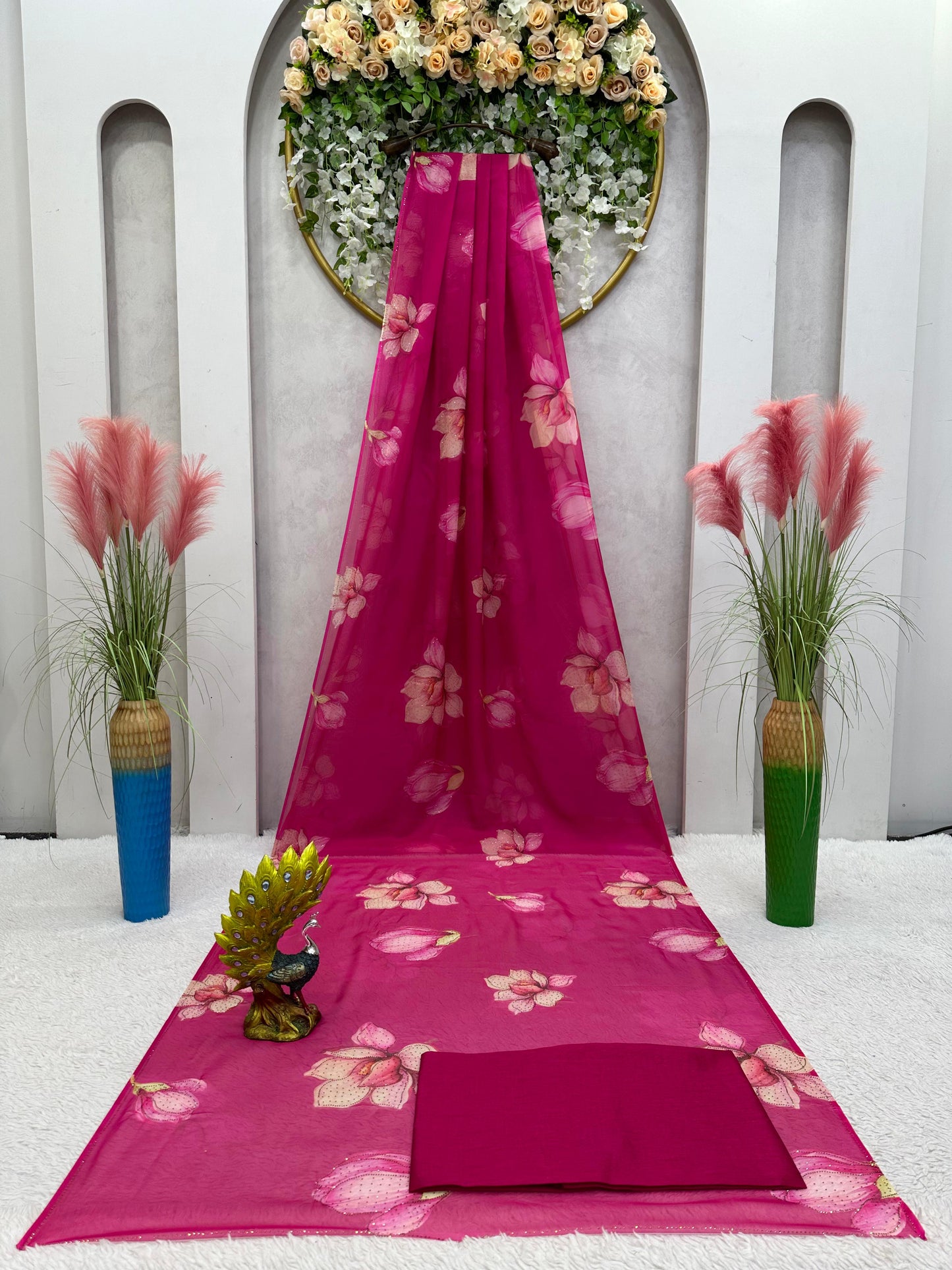 Outstanding Tibby Silk Pink Color Saree