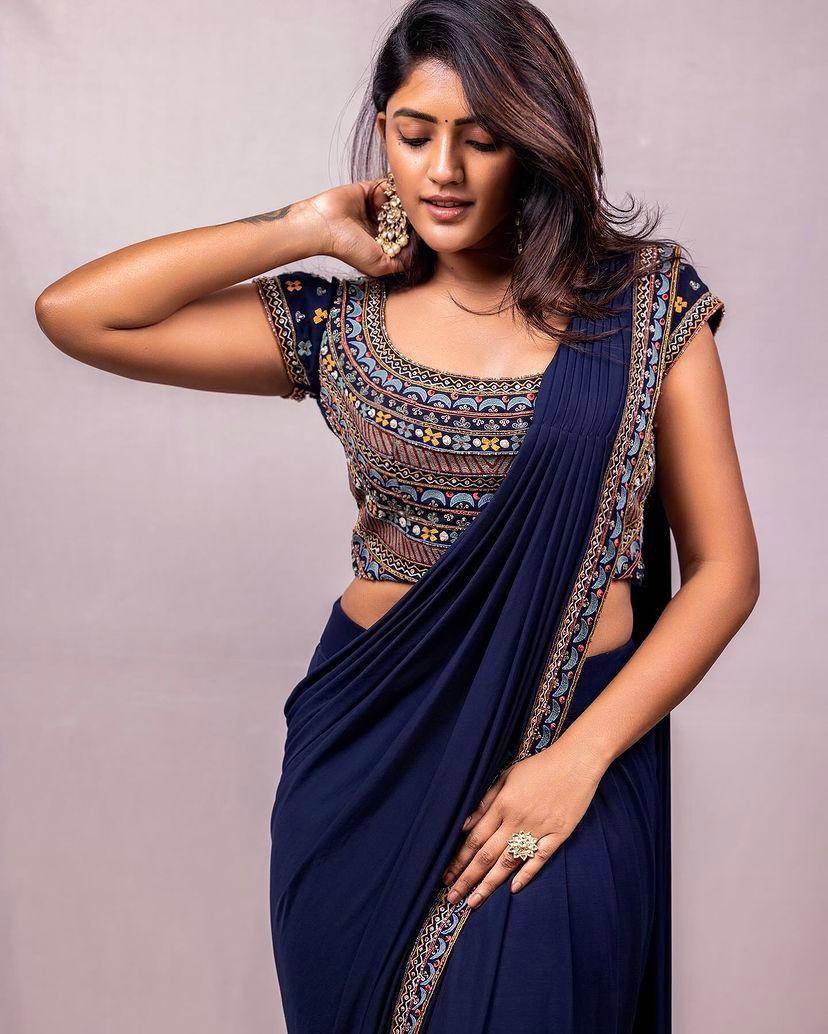 Stunning Georgette Navy Blue Color Saree