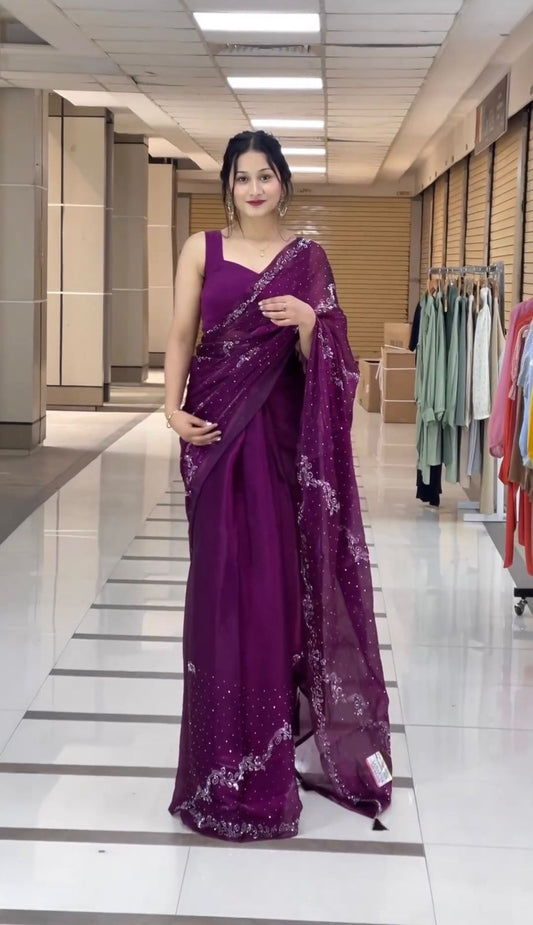 Pretty Jimmy Choo Wine Color Saree