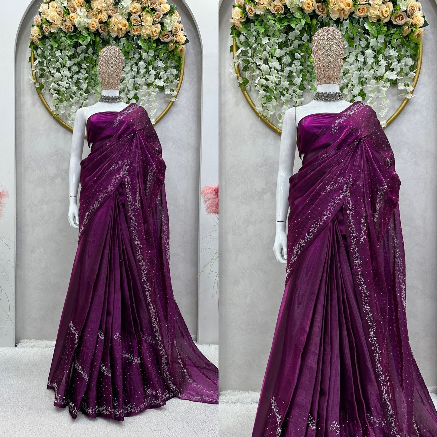 Pretty Jimmy Choo Wine Color Saree