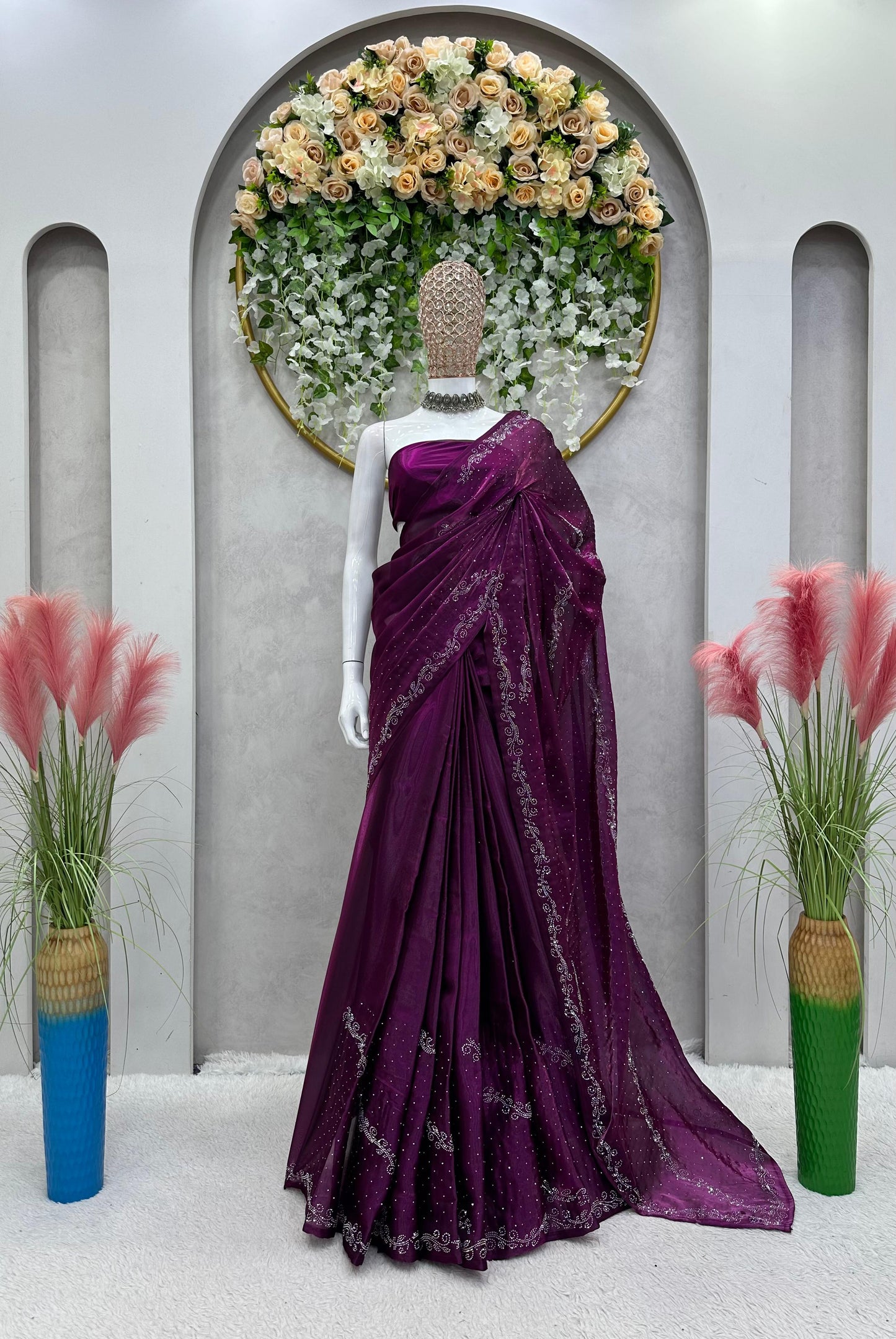 Pretty Jimmy Choo Wine Color Saree