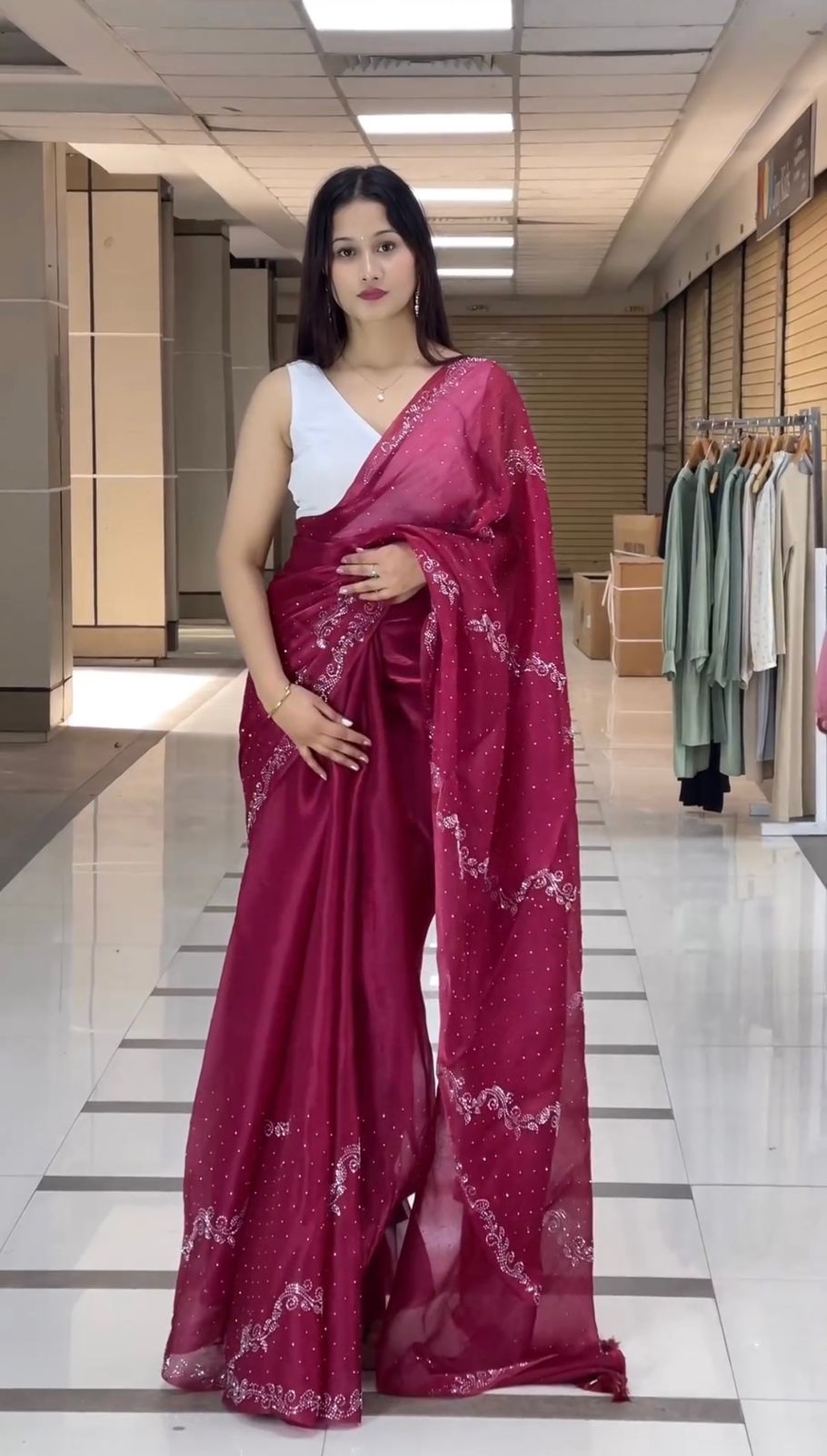 Pretty Jimmy Choo Maroon Color Saree