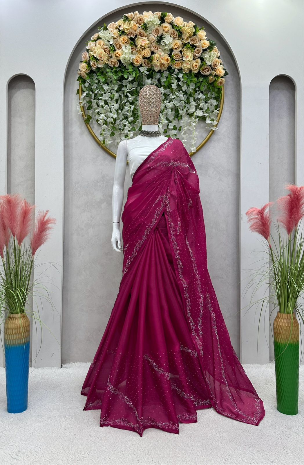 Pretty Jimmy Choo Maroon Color Saree