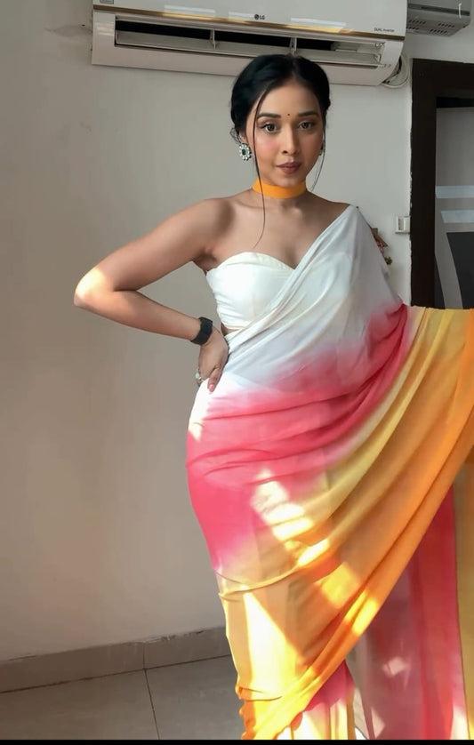 Exclusive Multi Color Ready To Wear Soft Silk Saree