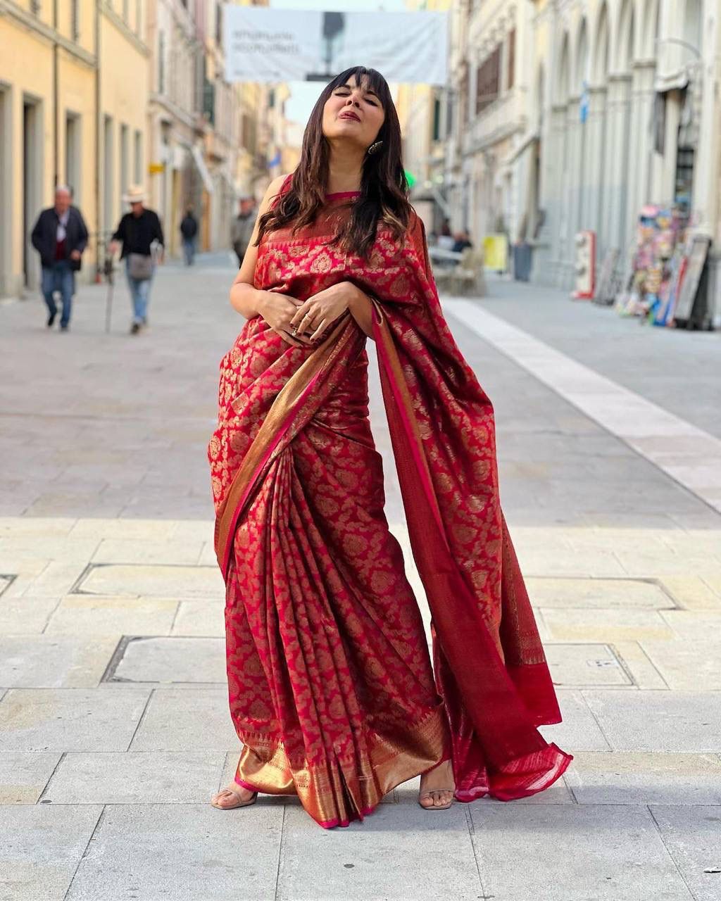 Eyes Catching Maroon Color Silk Saree