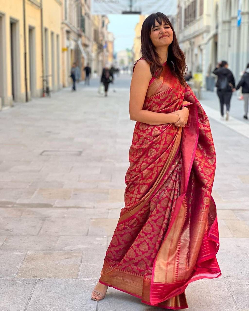 Eyes Catching Maroon Color Silk Saree