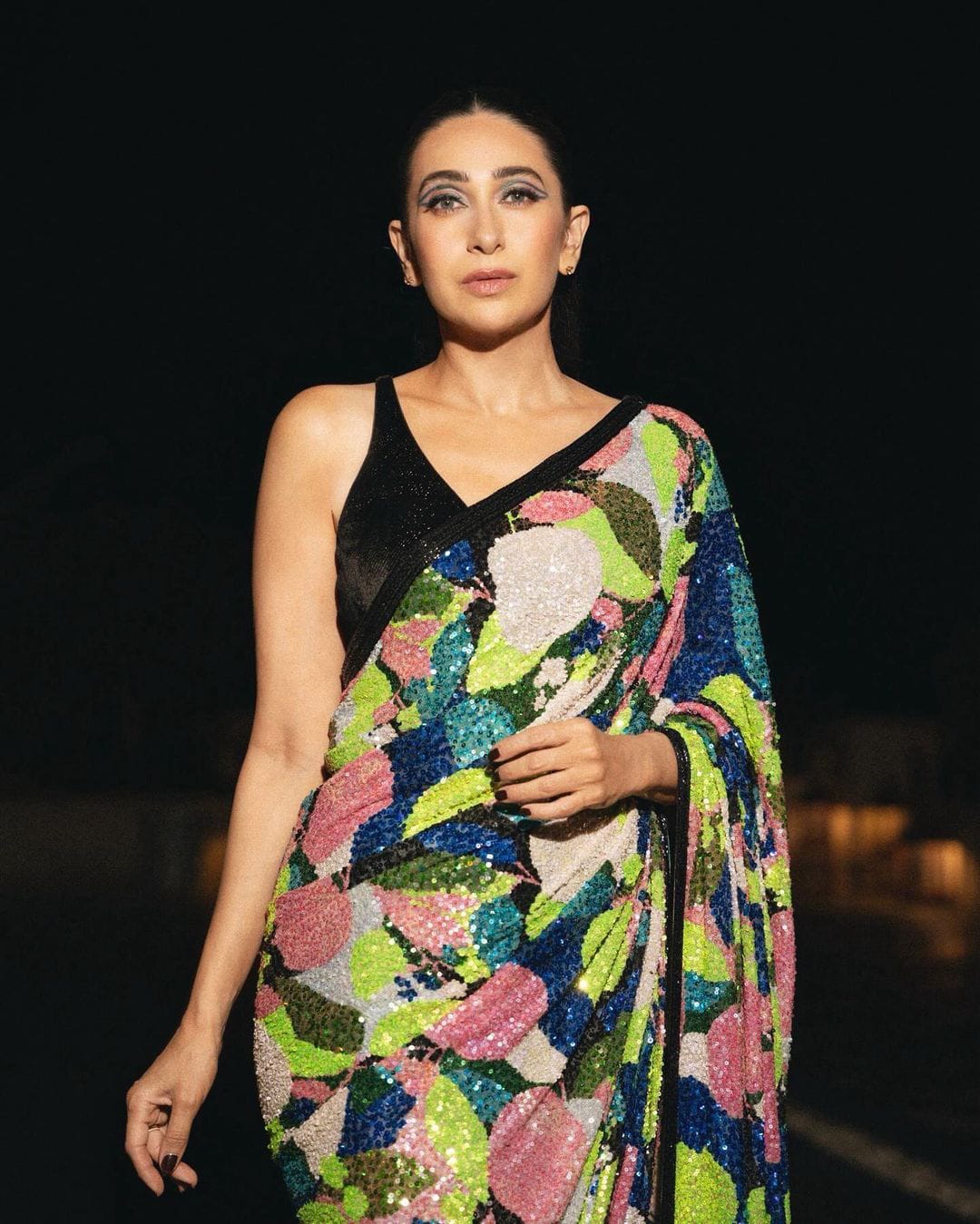 Karisma Kapoor Bollywood Sequence Multi Color Saree