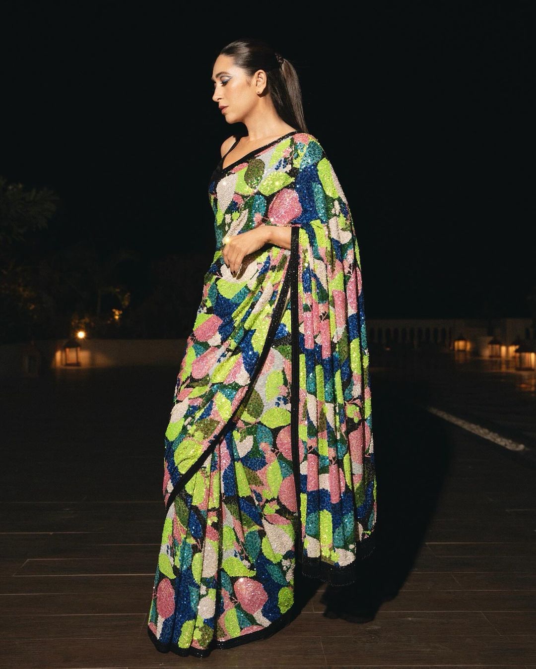 Karisma Kapoor Bollywood Sequence Multi Color Saree