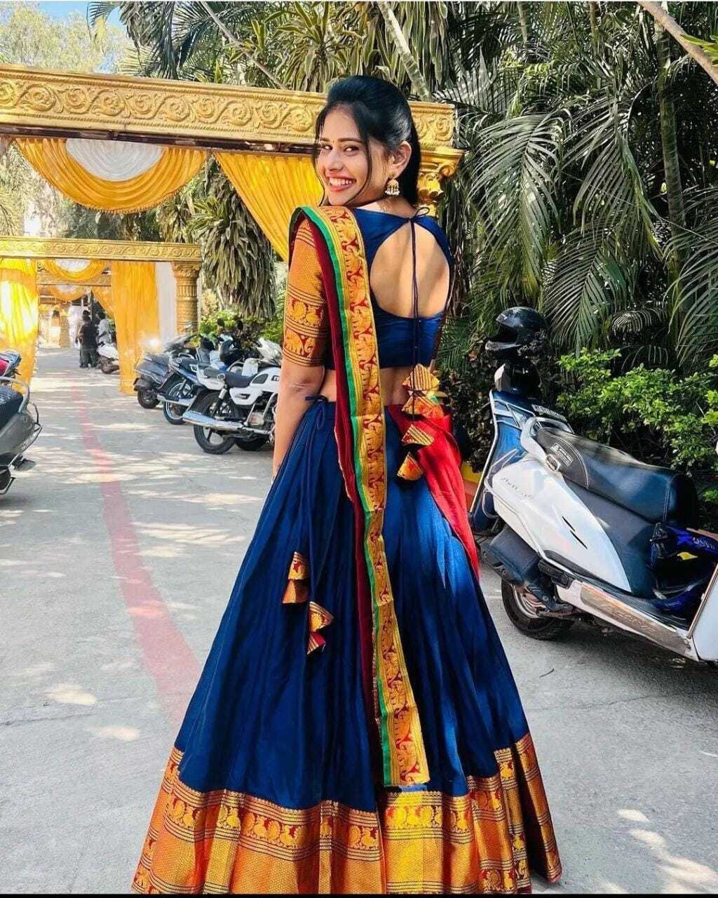 Imposing Kanjiveram Silk Blue Color Lehenga Saree