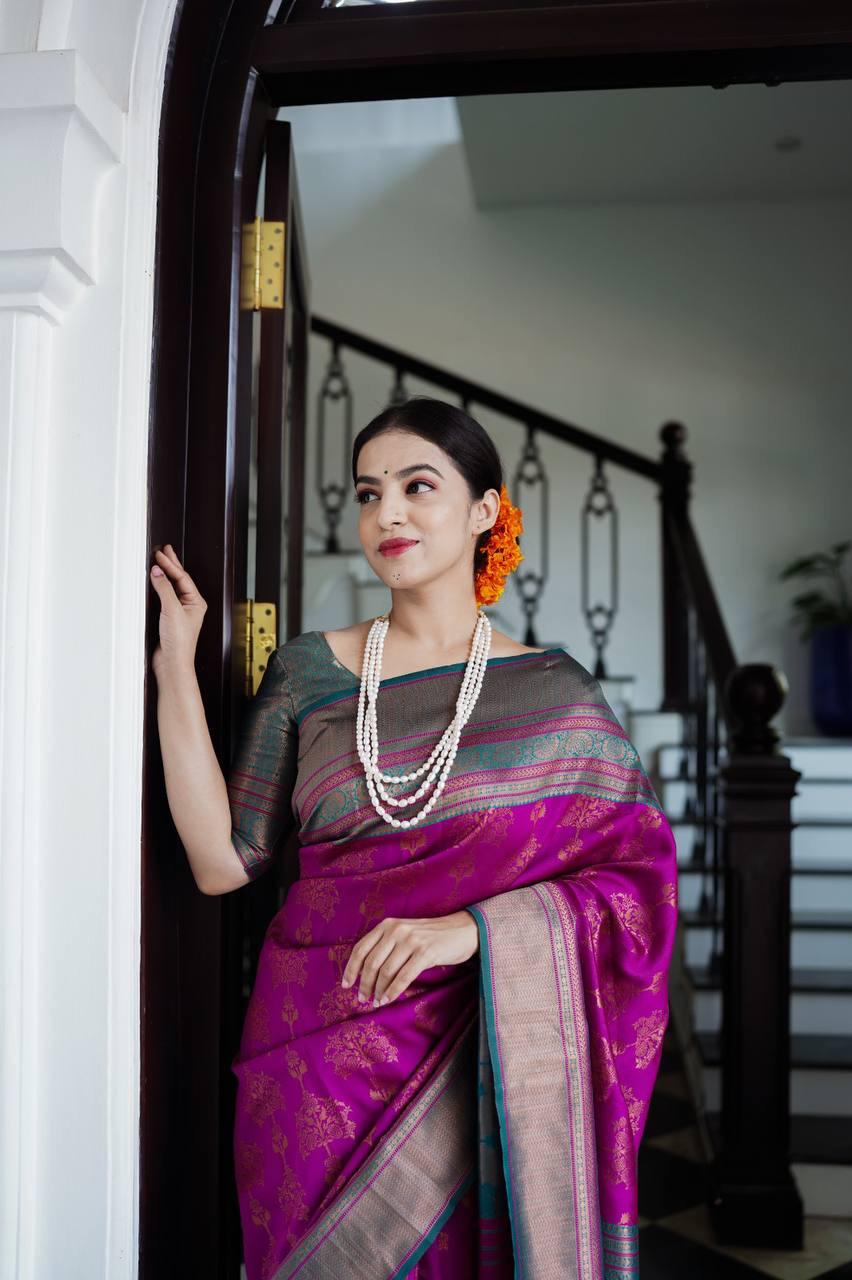 Peaceful Purple Color Jacquard Silk Saree