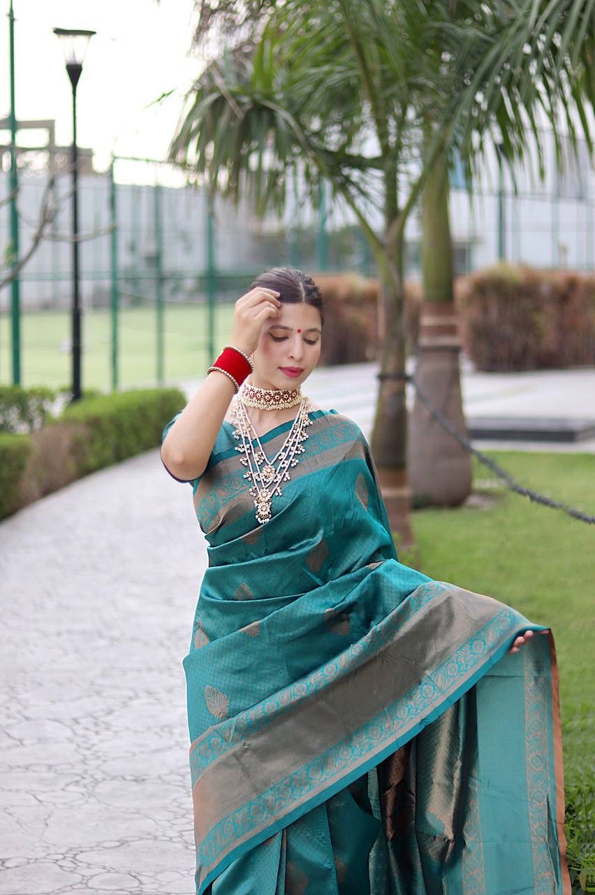 Festive Wear Brown Color Jacquard Silk Saree