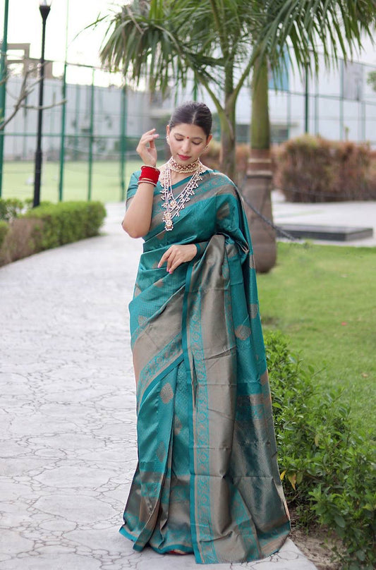 Festive Wear Brown Color Jacquard Silk Saree