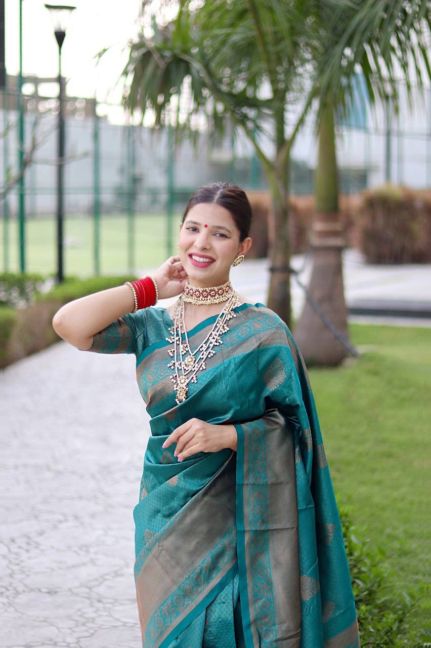 Festive Wear Brown Color Jacquard Silk Saree