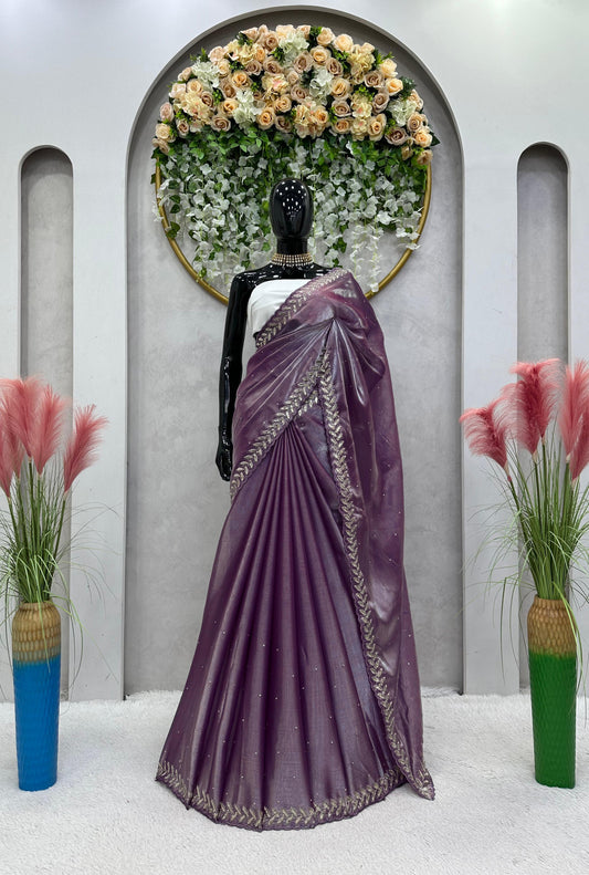 Designer Jimmy Choo Purple Color Saree