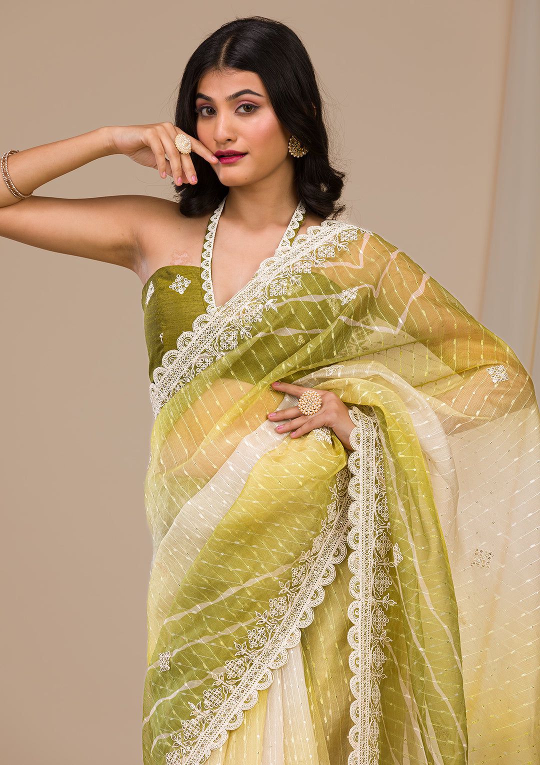 Pretty Georgette Yellow Color Saree