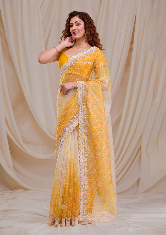 Pretty Georgette Orange Color Saree