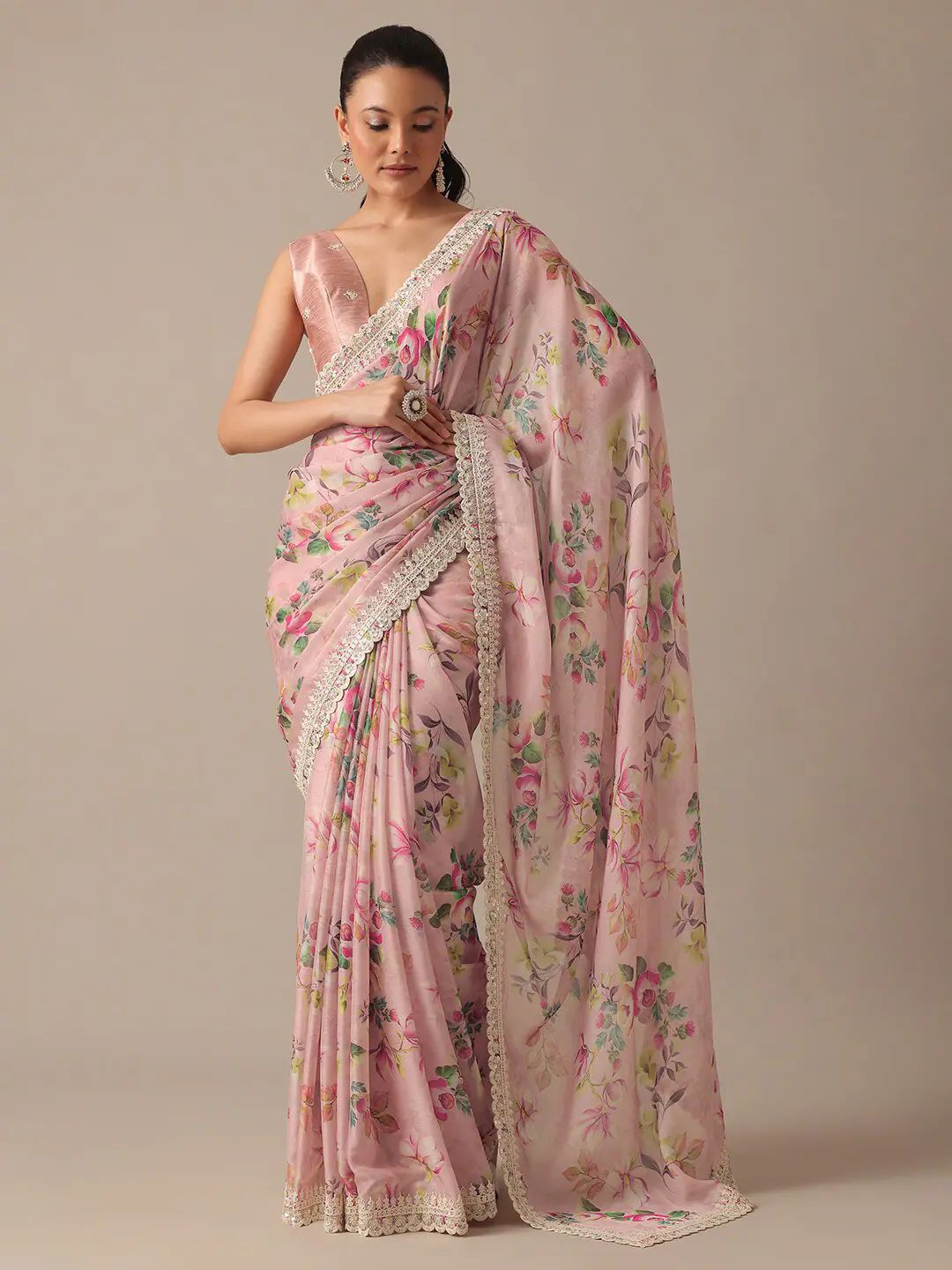 Luxuriant Georgette Baby Pink Color Saree