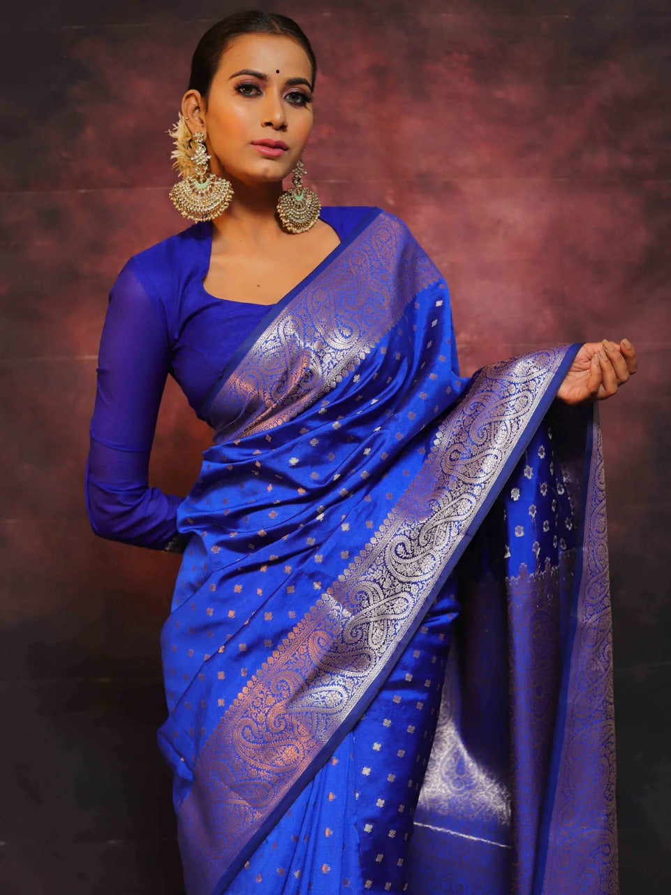 Glorious Royal Blue Color Banarasi Silk Saree