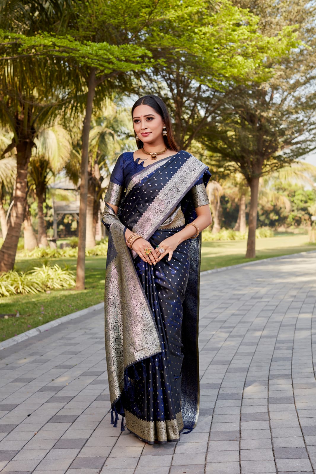 Fantastic Kanjivaram Silk Navy Blue Color Saree