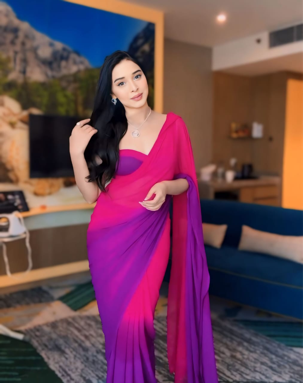 Mesmerizing Georgette Silk Pink Color Saree