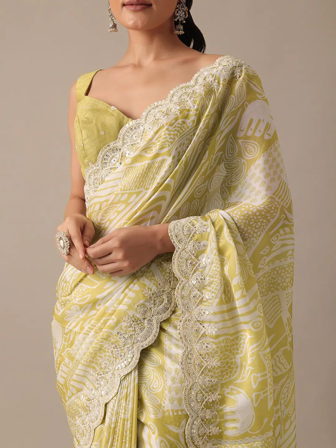 Luxuriant Georgette Yellow Color Saree