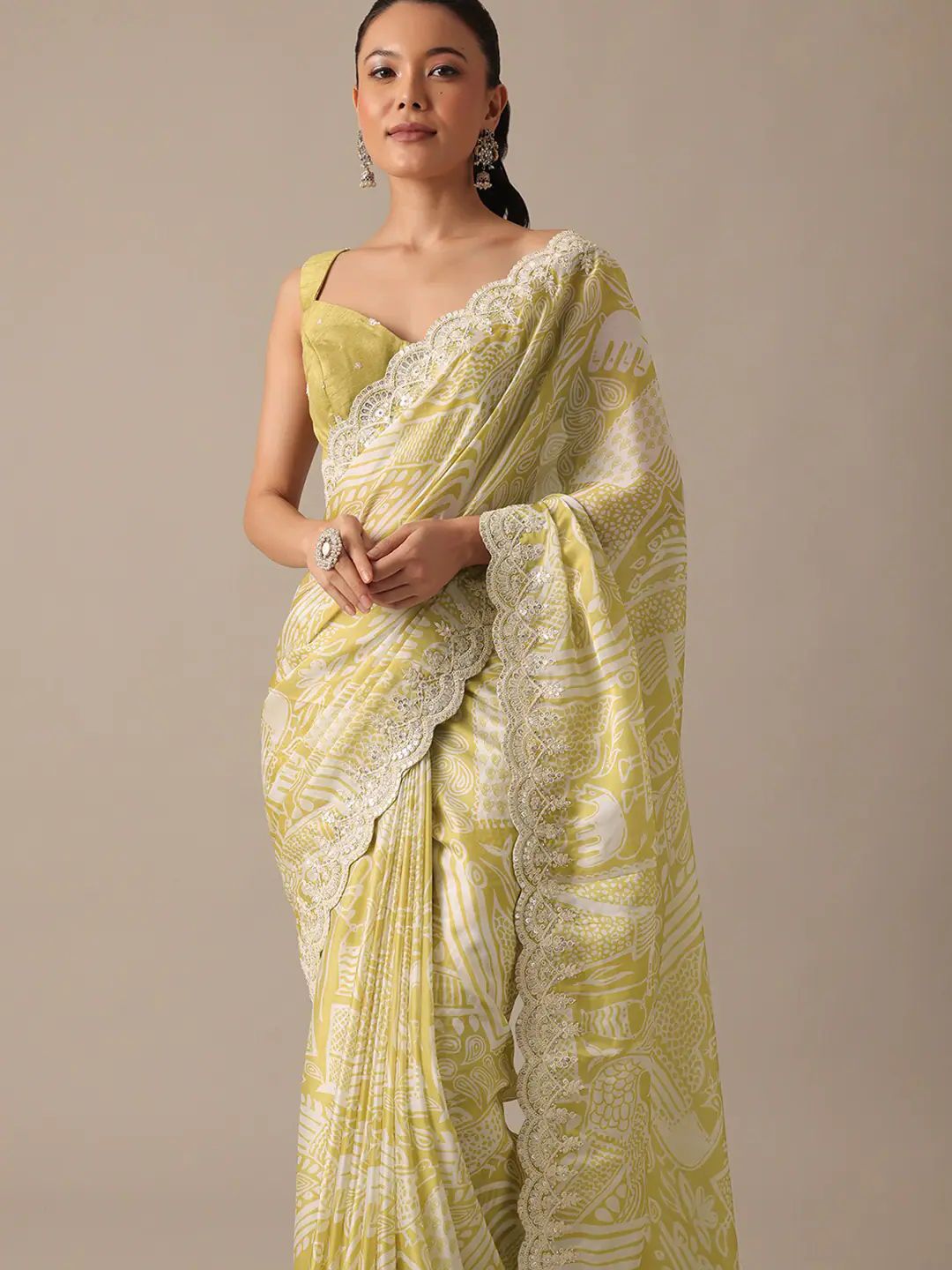 Luxuriant Georgette Yellow Color Saree