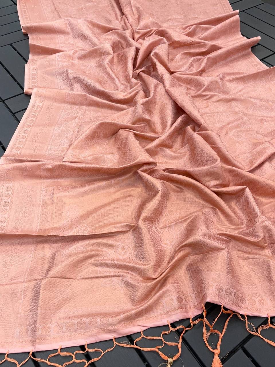 Exotic Peach Color Banarasi Silk Saree