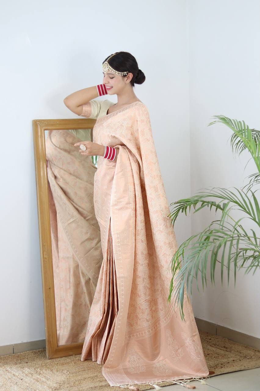 Exotic Beige Color Banarasi Silk Saree