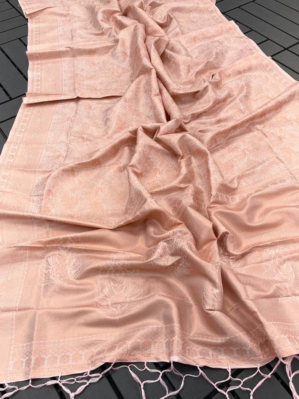 Exotic Peach Color Banarasi Silk Saree