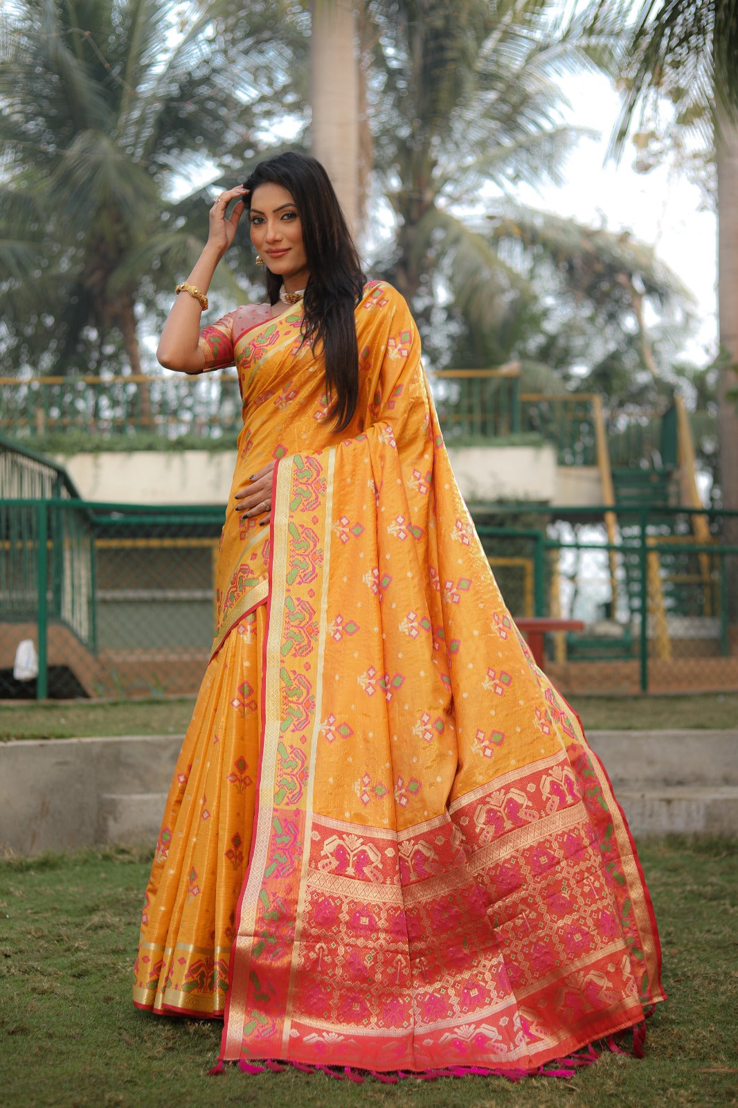 Daisy Organza Silk Orange Color Saree