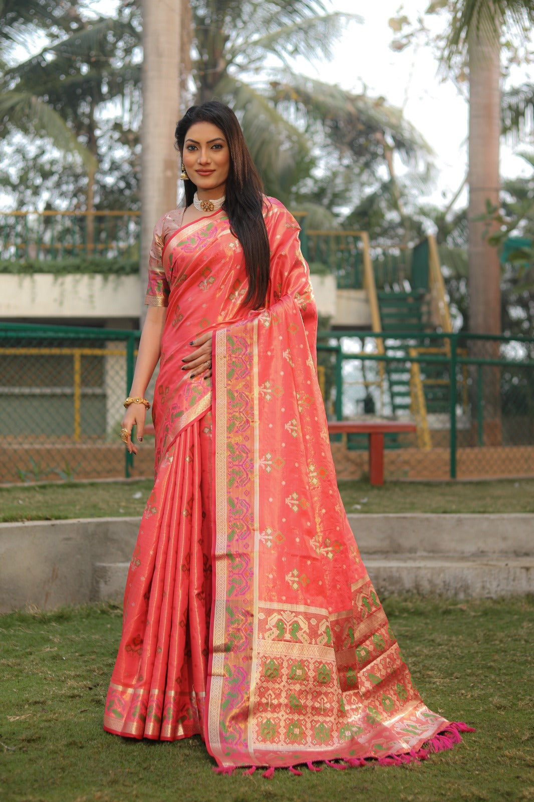 Daisy Organza Silk Red Color Saree