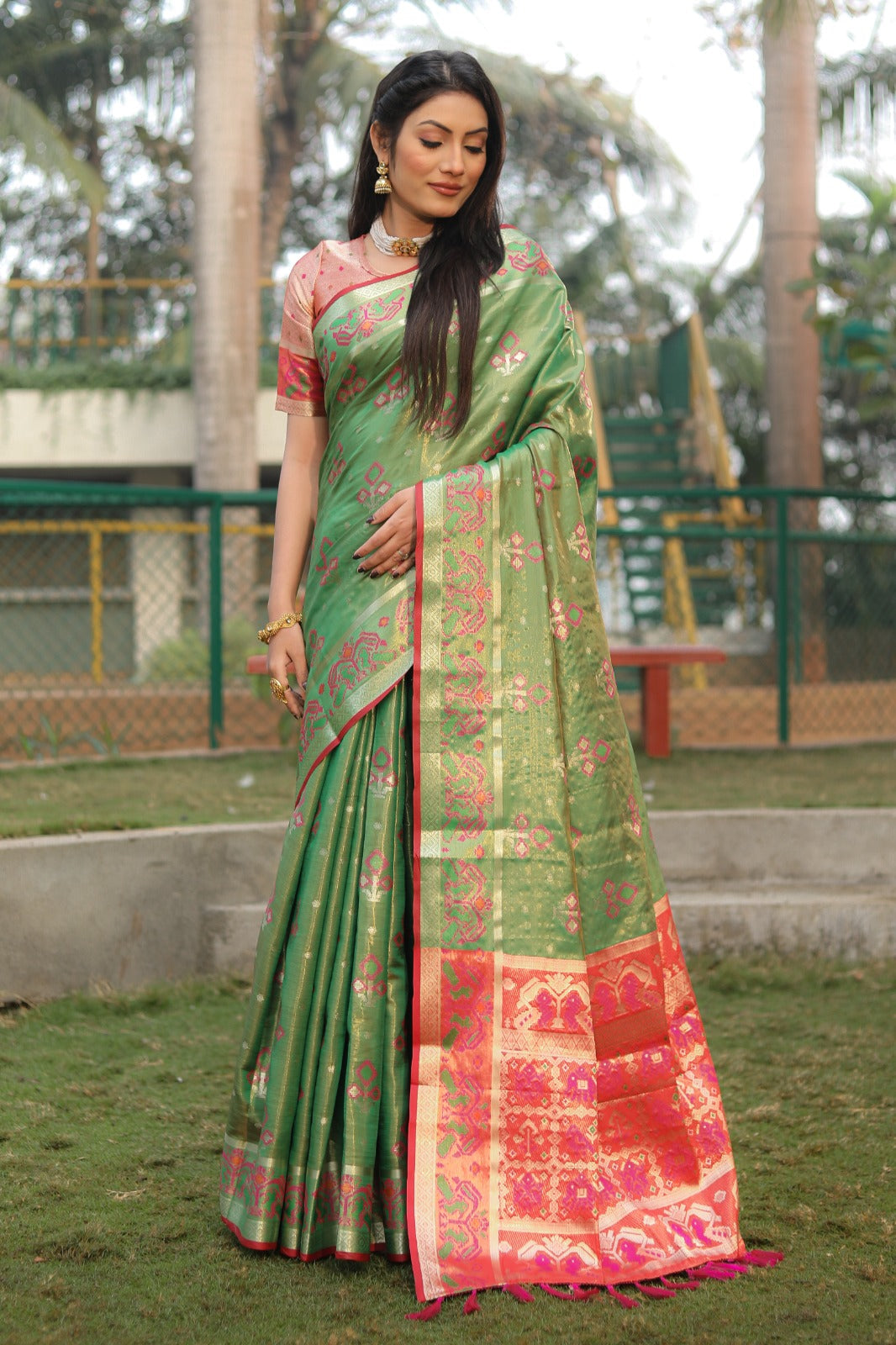 Daisy Organza Silk Green Color Saree