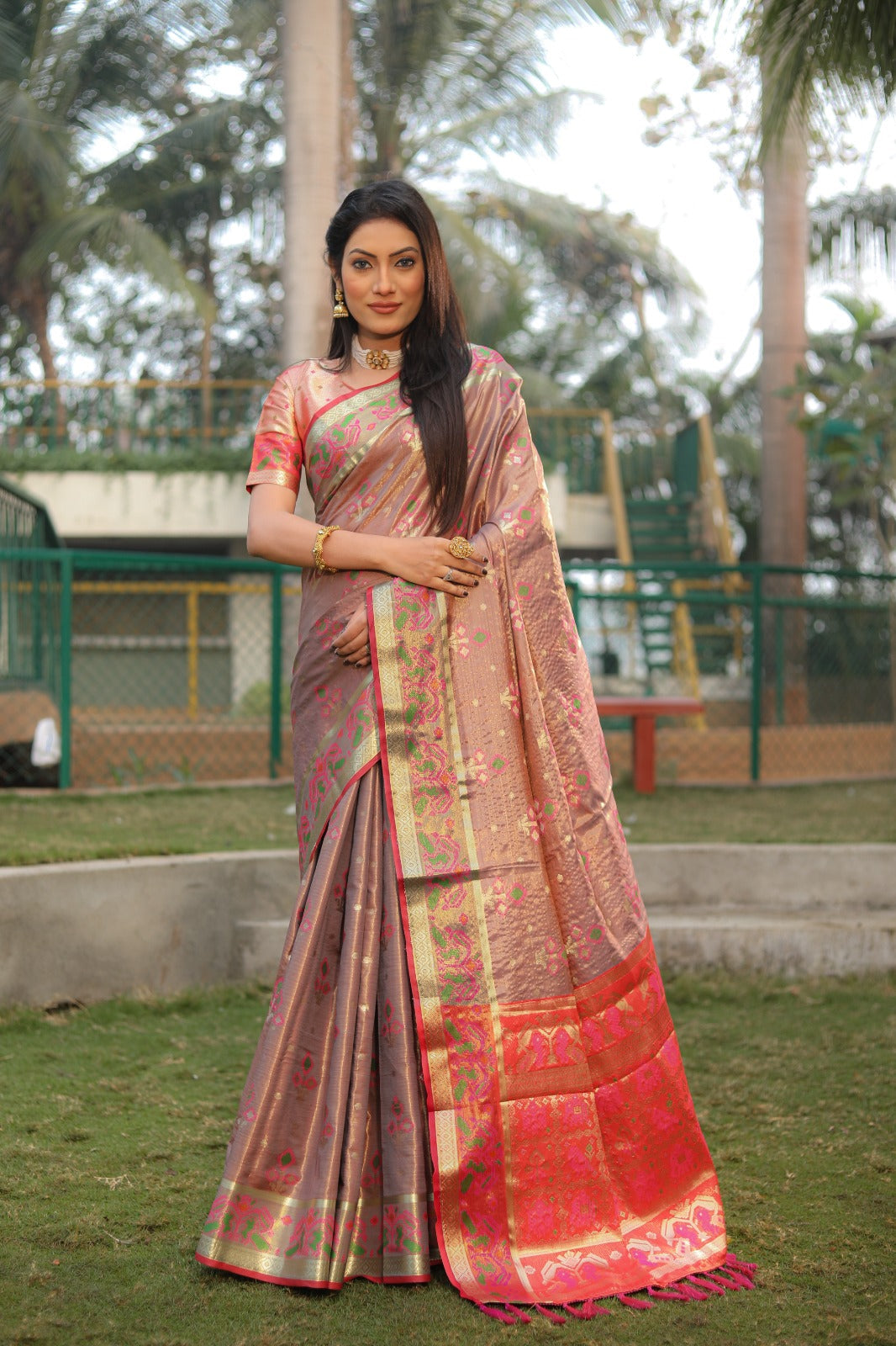 Daisy Organza Silk Gajree Color Saree