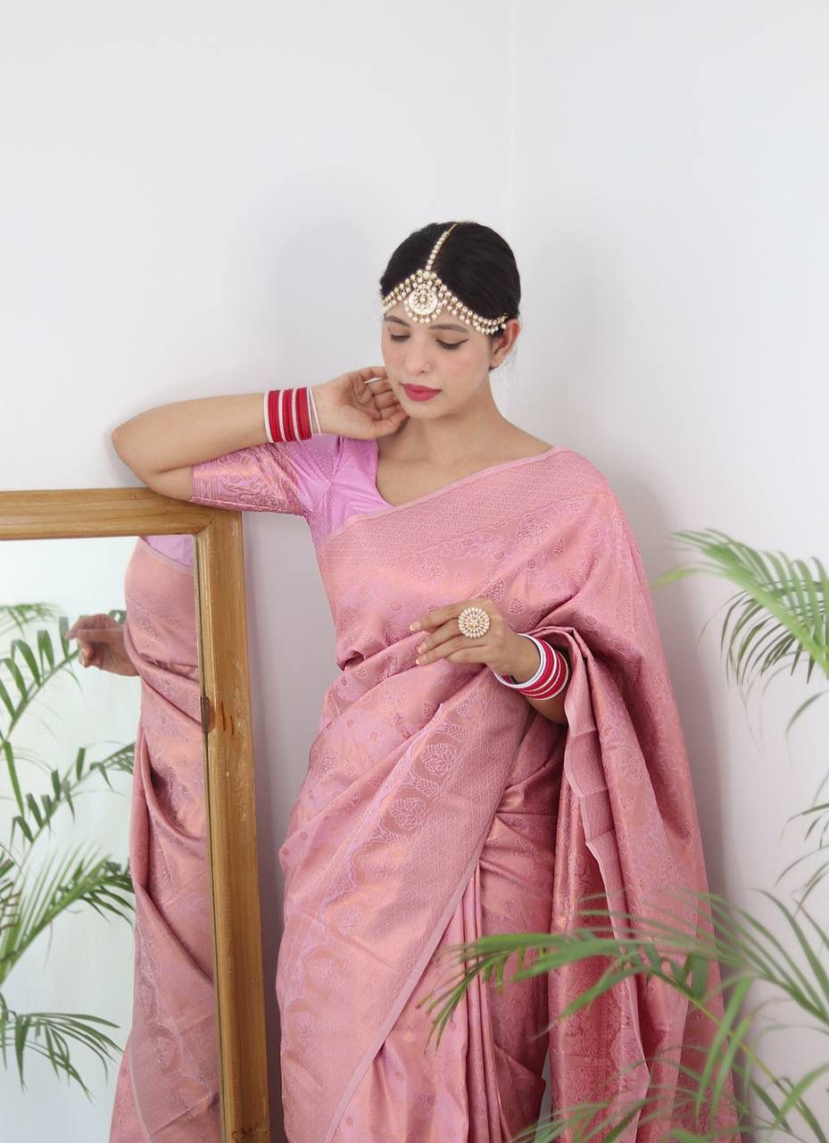 Precious Pure Banarasi Silk Pink Color Saree