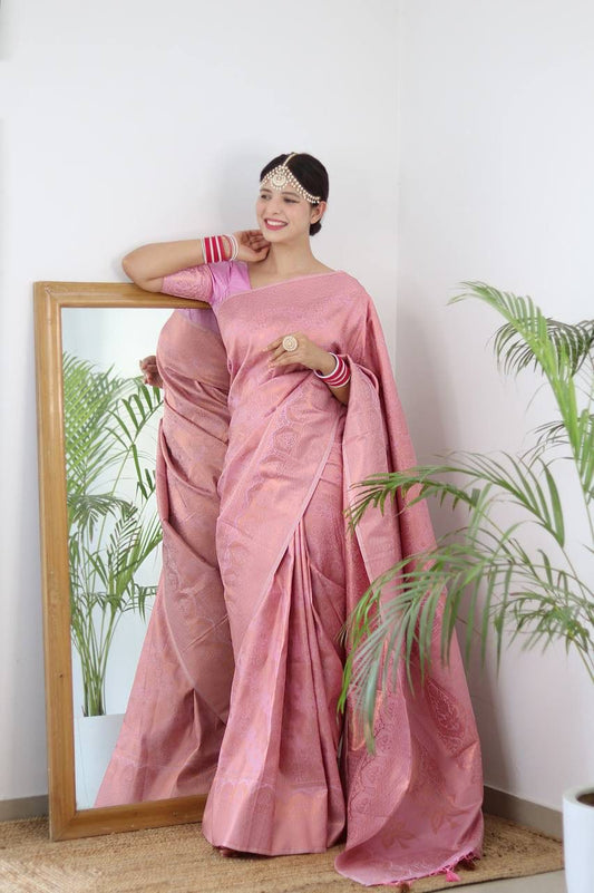 Precious Pure Banarasi Silk Pink Color Saree