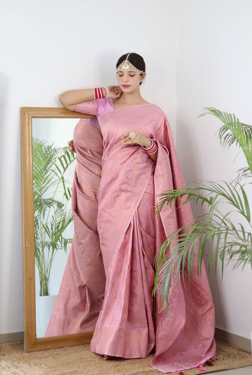 Precious Pure Banarasi Silk Pink Color Saree