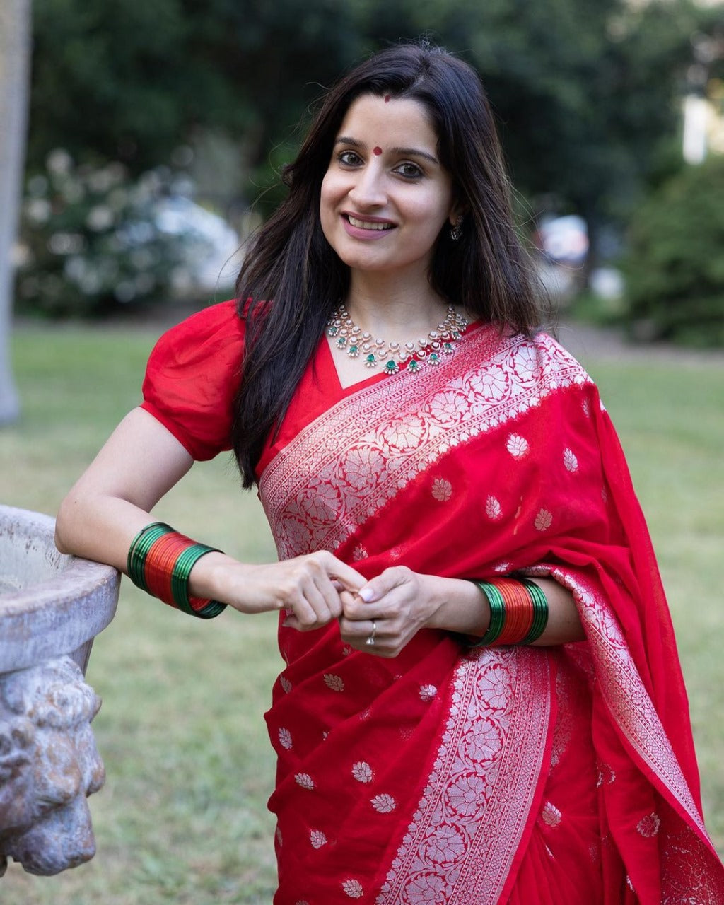 Glorious Red Color Banarasi Silk Saree