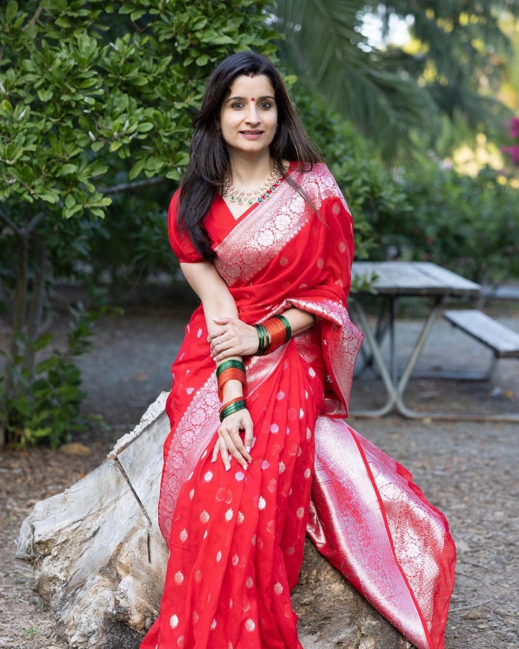 Glorious Red Color Banarasi Silk Saree