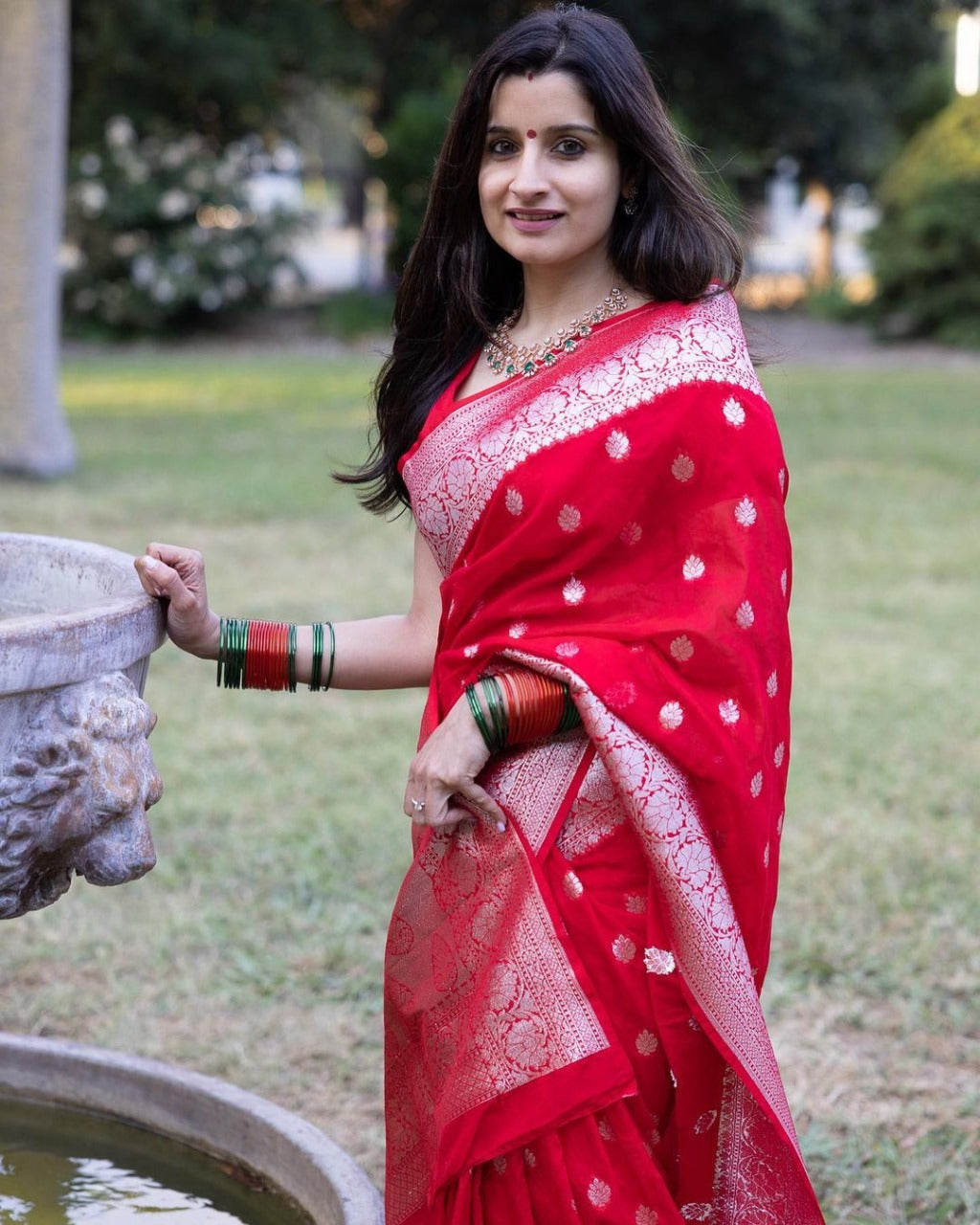 Glorious Red Color Banarasi Silk Saree