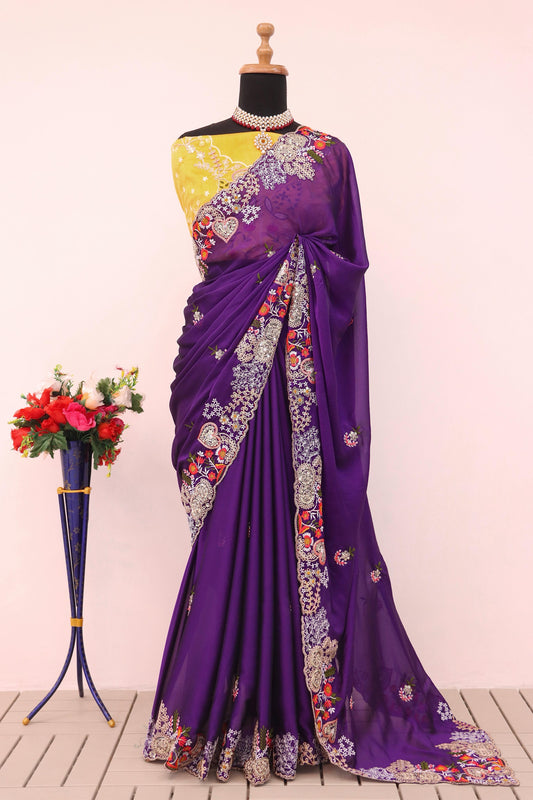 Stunning Rangoli Silk Purple Color Saree