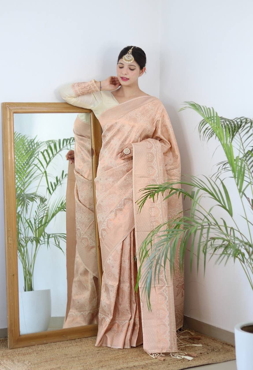 Precious Pure Banarasi Silk Beige Color Saree