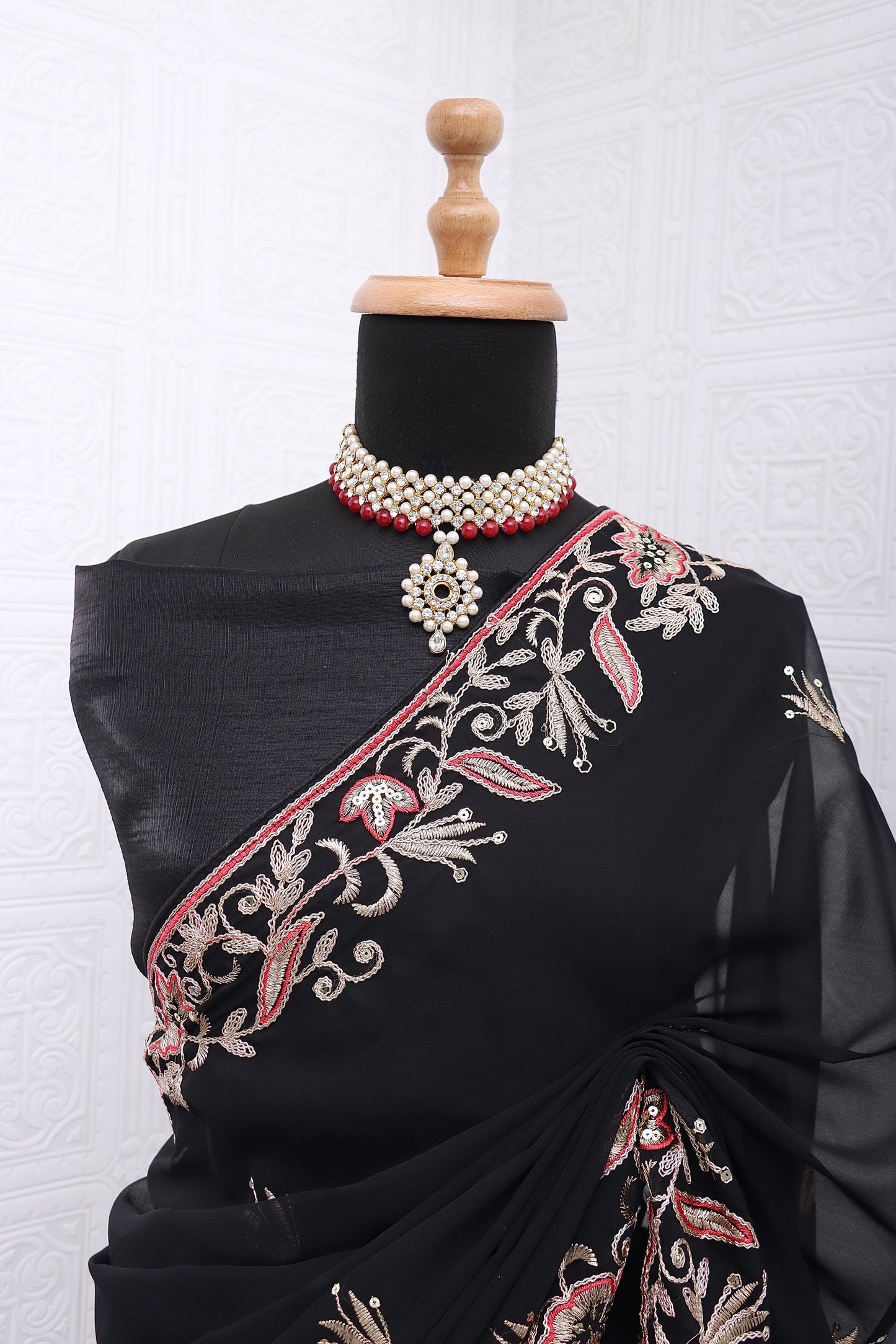 Classic Georgette Black Color Saree