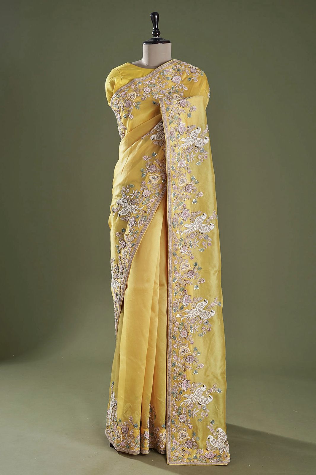 Classic Georgette Yellow Color Saree