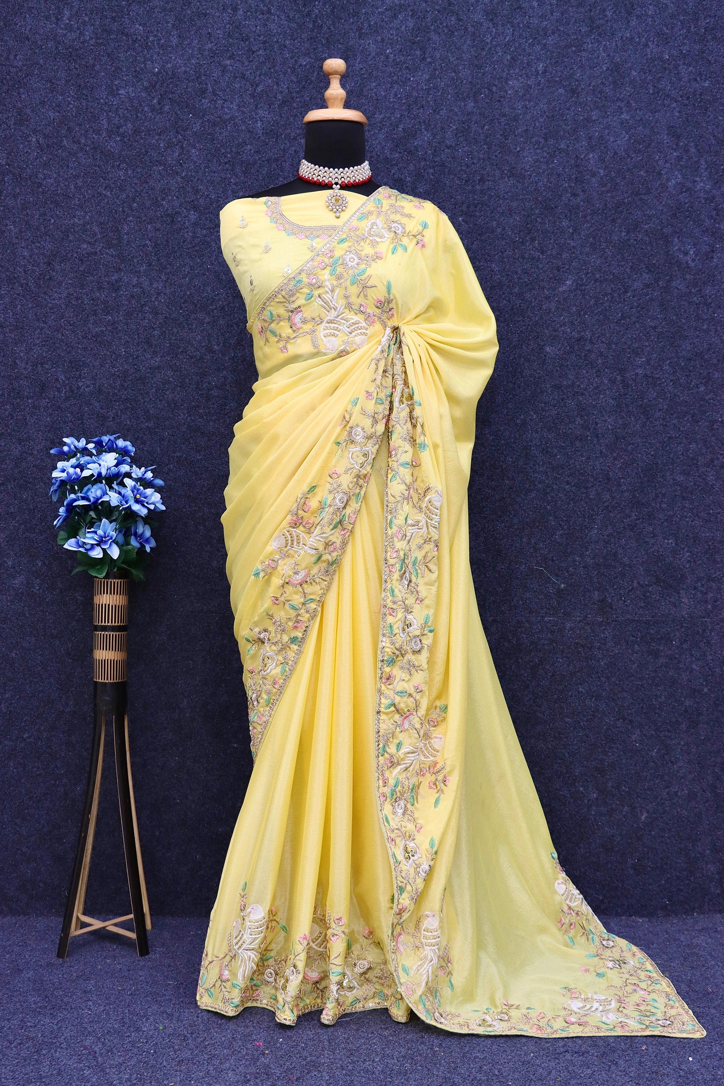 Classic Georgette Yellow Color Saree